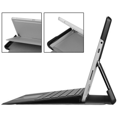 Microsoft Surface Go чёрный кожаный чехол-книжка (складной) | Vacins.lv
