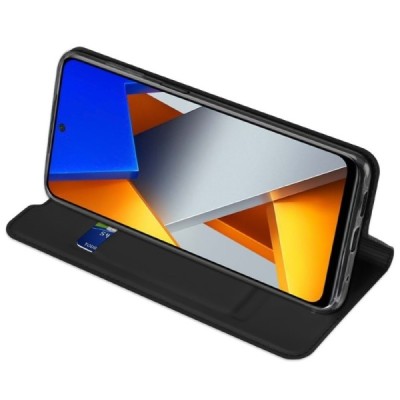 „Dux Ducis“ Skin серии Xiaomi Poco M4 Pro 4G чёрный кожаный чехол-книжка | Vacins.lv