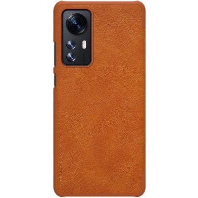 Роскошный коричневый кожаный чехол Nillkin Qin Series для Xiaomi 12 (Xiaomi 12X) | Vacins.lv
