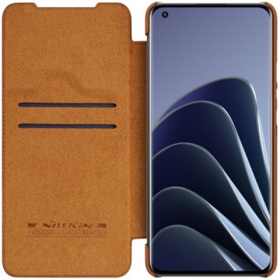 Роскошный коричневый кожаный чехол Nillkin Qin Series для Xiaomi 12 (Xiaomi 12X) | Vacins.lv