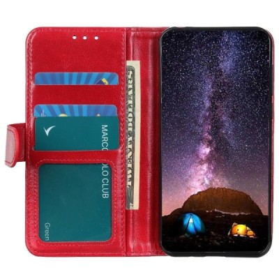 Xiaomi 12 (Xiaomi 12X) открываемый красный кожаный чехол - книжка | Vacins.lv