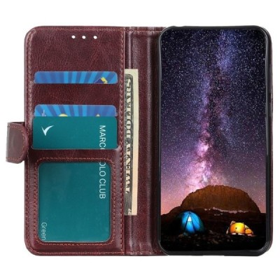 Xiaomi 12 (Xiaomi 12X) открываемый коричневый кожаный чехол - книжка | Vacins.lv