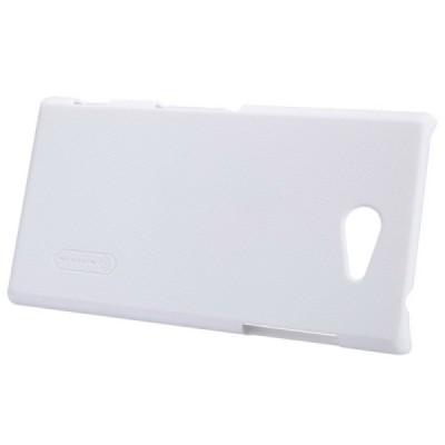 Sony Xperia M2 Nillkin Frosted Shield balts plastmasas futrālis + ekrāna aizsargplēve / Vacins.lv