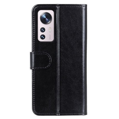 Xiaomi 12 Pro открываемый чёрный кожаный чехол - книжка | Vacins.lv