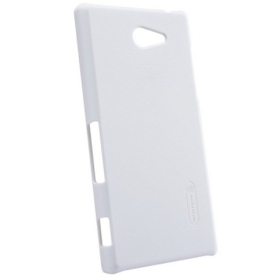 Sony Xperia M2 Nillkin Frosted Shield balts plastmasas futrālis + ekrāna aizsargplēve / Vacins.lv