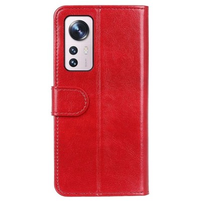 Xiaomi 12 Pro открываемый красный кожаный чехол - книжка | Vacins.lv