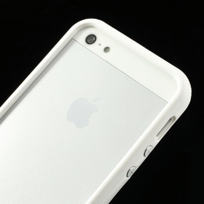 Apple iPhone 5 / 5S klasiskais balts cieta silikona rāmis (sānu apmale, bamperis) / Vacins.lv