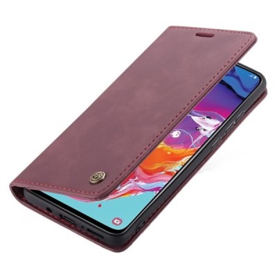 Samsung Galaxy A70 (A705F) CaseMe Retro solīds atvēramais ādas bordo maciņš - maks | Vacins.lv