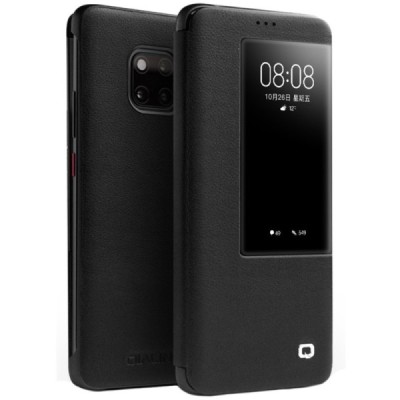Huawei Mate 20 Pro „QIALINO“ открываемый чёрный кожаный чехол - книжка | Vacins.lv