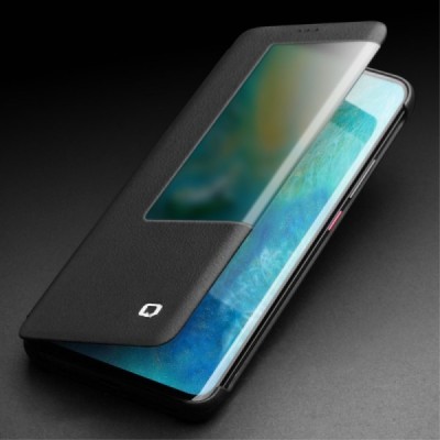 Huawei Mate 20 Pro „QIALINO“ открываемый чёрный кожаный чехол - книжка | Vacins.lv
