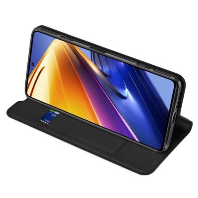 Xiaomi Poco F4 GT Dux Ducis Skin sērijas melns ādas atvērams maciņš | Vacins.lv