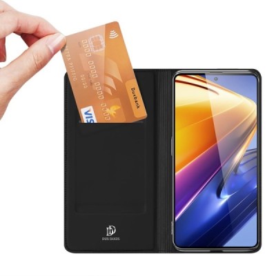 Xiaomi Poco F4 GT Dux Ducis Skin sērijas melns ādas atvērams maciņš | Vacins.lv