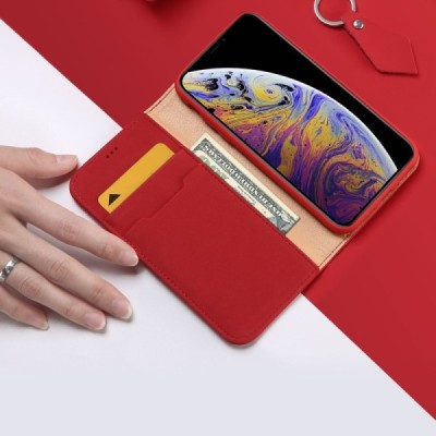 Красный кожаный чехол книжка ''Dux Ducis'' Wish Series для Apple iPhone 11 | Vacins.lv