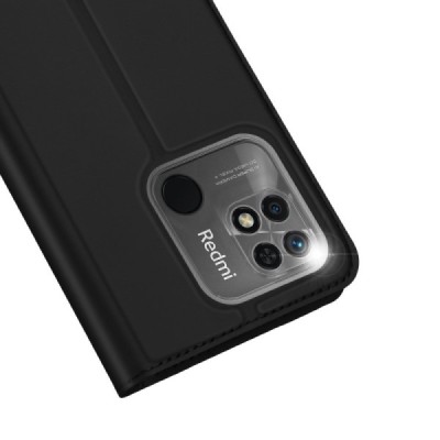 Xiaomi Redmi 10C Dux Ducis Skin sērijas melns ādas atvērams maciņš | Vacins.lv