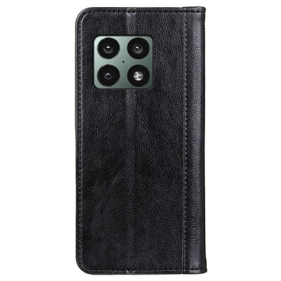 OnePlus 10 Pro чёрный кожаный чехол-книжка | Vacins.lv