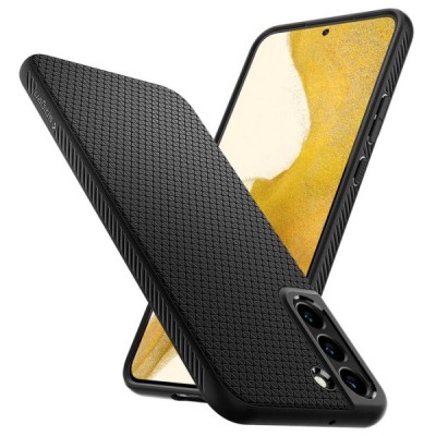 Samsung Galaxy S22 5G (SM-S901X) „Spigen“ Liquid Air melns cieta silikona apvalks | vacins.lv
