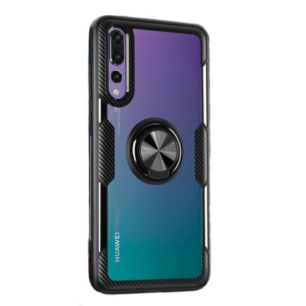 „Fashion“ Kickstand cieta silikona (TPU) apvalks - dzidrs / melns (P20 Pro)