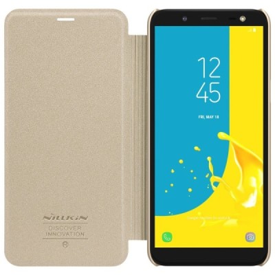 Samsung Galaxy J6 2018 (J600) Nillkin Sparkle золотой чехол-книжка | Vacins.lv