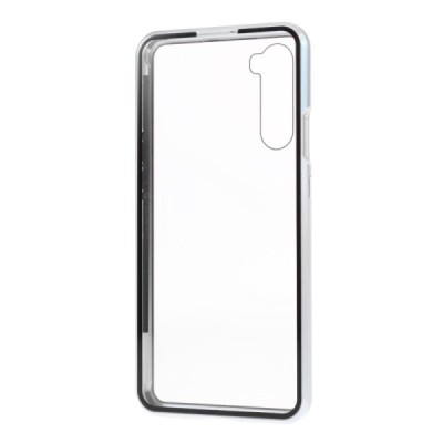 OnePlus Nord Frame серебристый (прозрачный) магнитный пластиковый чехол | Vacins.lv
