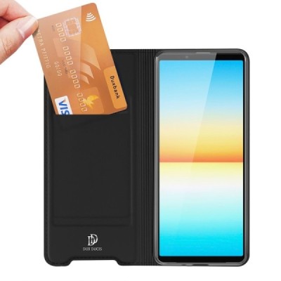 „Dux Ducis“ Skin серии Sony Xperia 10 IV чёрный кожаный чехол-книжка | Vacins.lv