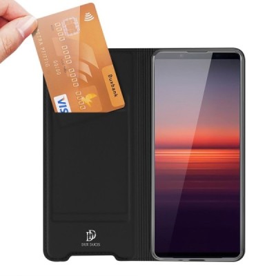 „Dux Ducis“ Skin серии Sony Xperia 1 IV чёрный кожаный чехол-книжка | Vacins.lv