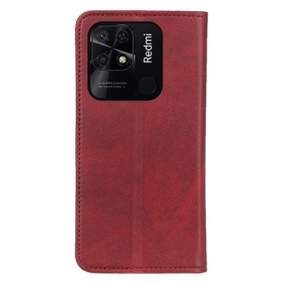 Xiaomi Redmi 10C „Split“ красный кожаный чехол-книжка | Vacins.lv
