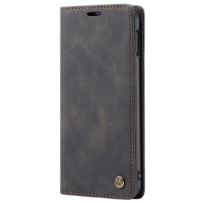 Samsung Galaxy S10e (G970) CaseMe Retro solīds atvēramais ādas melns maciņš - maks | Vacins.lv