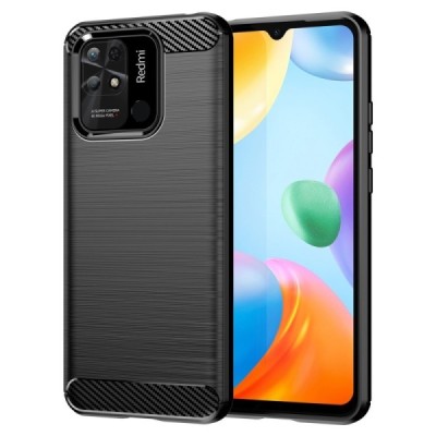Xiaomi Redmi 10C „Carbon“ cieta silikona (TPU) melns apvalks | vacins.lv