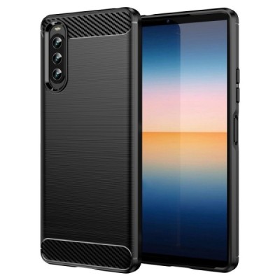Sony Xperia 10 IV „Carbon“ твердый силиконовый чехол (TPU) - черный | Vacins.lv