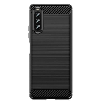 Sony Xperia 10 IV „Carbon“ твердый силиконовый чехол (TPU) - черный | Vacins.lv