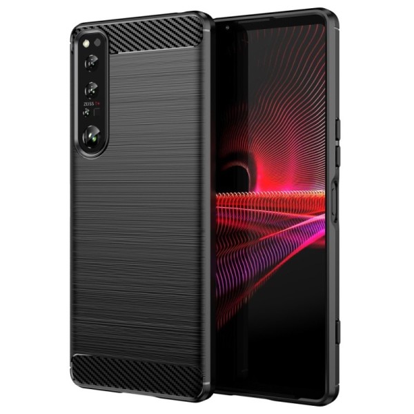 „Carbon“ твердый силиконовый чехол (TPU) - черный (Xperia 1 IV)