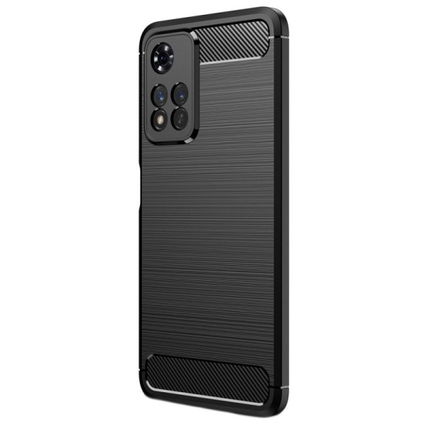 „Carbon“ cieta silikona (TPU) apvalks - melns (Redmi Note 11 Pro+)