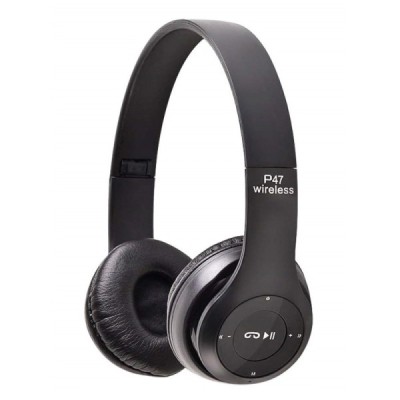 „P47“ Wireless bezvadu melnā austiņas (brīvroku ierīce) | Vacins.lv