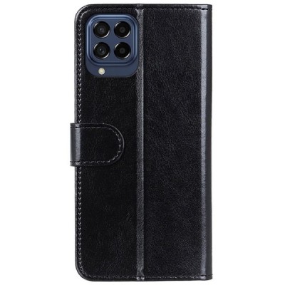 Samsung Galaxy M53 5G (M536) atvēramais ādas melns maciņš (maks) | Vacins.lv