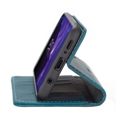 Samsung Galaxy S9+ (G965) CaseMe Retro открываемый зелёный кожаный чехол – книжка | Vacins.lv