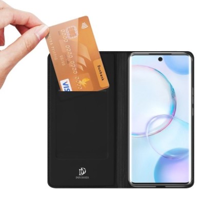 Huawei Honor 50 (Nova 9) „Dux Ducis“ Skin sērijas melns ādas atvērams maciņš | Vacins.lv