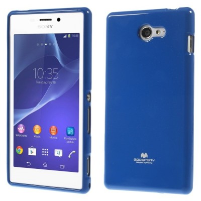 Sony Xperia M2 D2303 Mercury tamsiai mėlynas kieto silikono tpu dėklas - nugarėlė / Priedai.lt