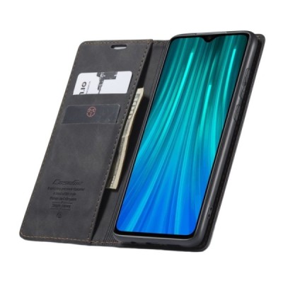 Xiaomi Redmi Note 8 Pro CaseMe Retro solīds atvēramais ādas melns maciņš - maks | Vacins.lv
