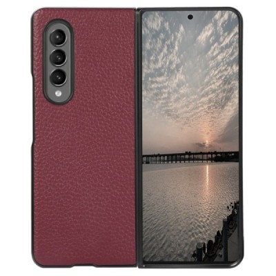 Samsung Galaxy Z Fold4 5G (F936B) Deluxe Leather бордовый кожаный чехол | Vacins.lv