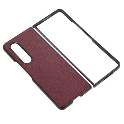 Samsung Galaxy Z Fold4 5G (F936B) Deluxe Leather бордовый кожаный чехол | Vacins.lv