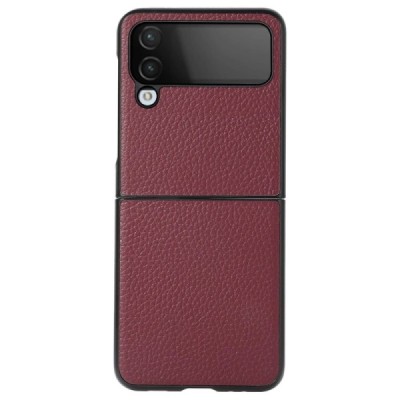 Samsung Galaxy Z Flip4 (F721) Deluxe Leather бордовый кожаный чехол | Vacins.lv