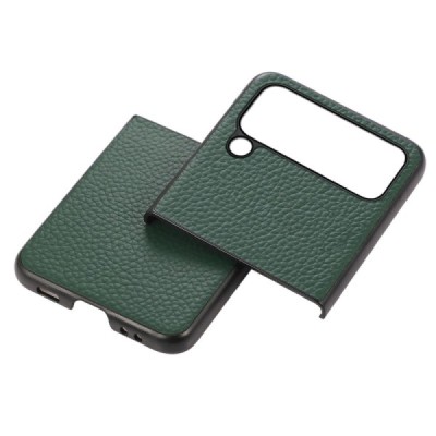 Samsung Galaxy Z Flip4 (F721) Deluxe Leather зелёный кожаный чехол | Vacins.lv