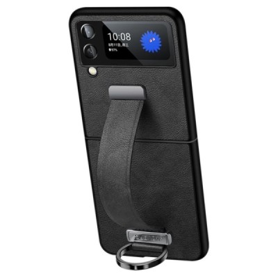 „Sulada“ Leather Kickstand Samsung Galaxy Z Flip4 (F721) melns ādas apvalks | Vacins.lv