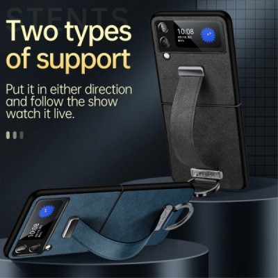 „Sulada“ Leather Kickstand Samsung Galaxy Z Flip4 (F721) красный кожаный чехол | Vacins.lv