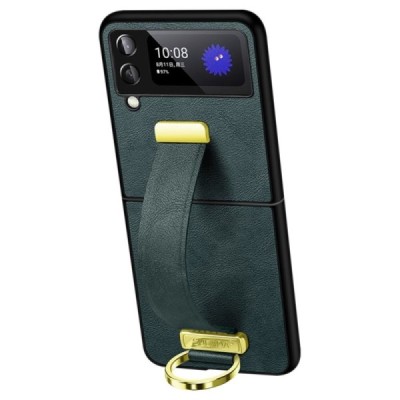 „Sulada“ Leather Kickstand Samsung Galaxy Z Flip4 (F721) zaļš ādas apvalks | Vacins.lv