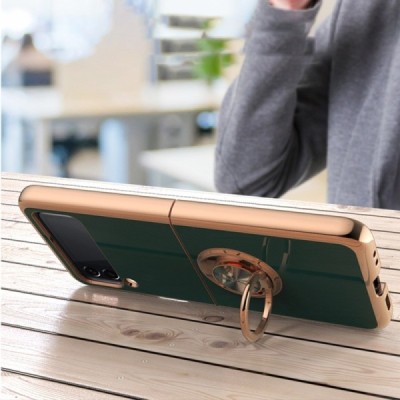 Samsung Galaxy Z Flip4 (F721) „Fashion“ Kickstand твердый силиконовый чехол TPU зелёного цвета | Vacins.lv