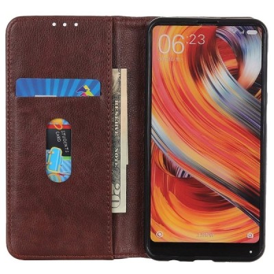 Samsung Galaxy Xcover 6 Pro (G736) коричневый кожаный чехол-книжка | Vacins.lv