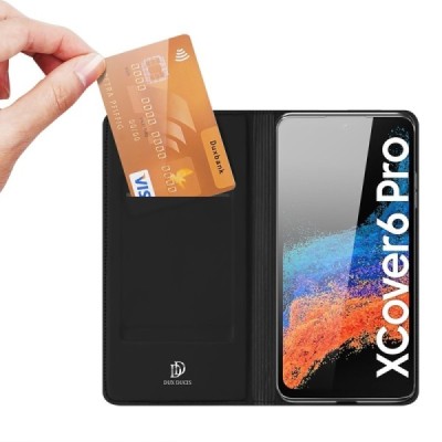 „Dux Ducis“ Skin серии Samsung Galaxy Xcover 6 Pro (G736) чёрный кожаный чехол-книжка | Vacins.lv