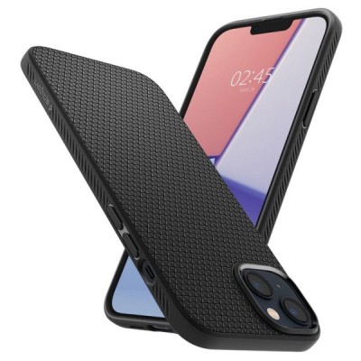 Apple iPhone 14 Plus „Spigen“ Liquid Air melns cieta silikona apvalks | vacins.lv