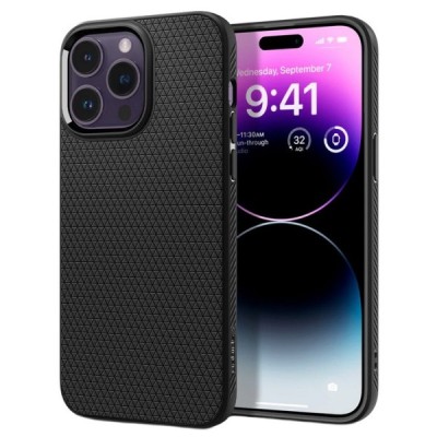 Apple iPhone 14 Pro Max „Spigen“ Liquid Air melns cieta silikona apvalks | vacins.lv